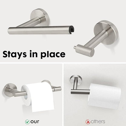 Brushed Nickel Toilet Paper Holder Set, Stainless Steel Towel Ring, Double Post Pivoting Toilet Paper Holder and Hand Towel Holder Set for Bathroom, Bathroom Hardware Accessories Set