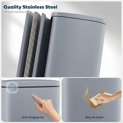 13.2 Gal Kitchen Trash Can, 50L Recycling or Garbage Bin, Brushed Stainless Steel Waste Basket, Soft&Quiet Close Dustbin, with Step-On Pedal, Removable Inner Bucket, for Home, Office, Living Room