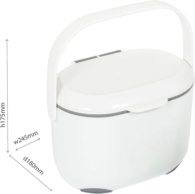 Addis 2.5 Litre Kitchen Compost Caddy, White/Green