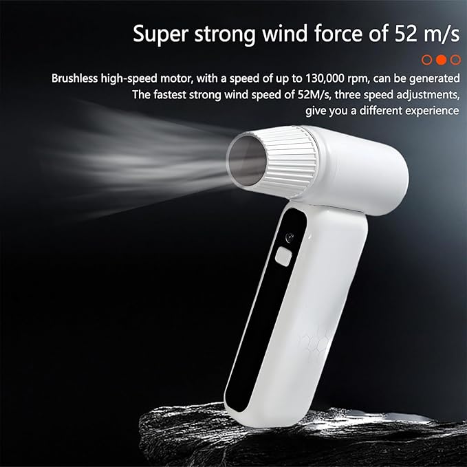TUMMASTER Super Power Air Duster 110000RPM Electric Air Duster, 3-Gear Adjustable Mini Blower with Fast Charging, Dust Blower for Computer, Keyboard, House, Outdoor and Car FS-01-WHite