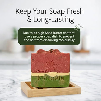Marbela Cosmetics Moisturizing Watermelon Soap Bar - Natural Face & Body Soap Handmade in USA - Vegan Palm Oil Free Fruity Scent Bath Bar 3.5 oz