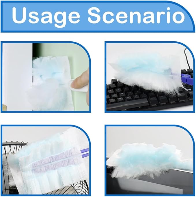 Electrostatic Flash Dust Magnet Refills, Disposable Blue Cleaning Dusters - Fluffy Microfiber Pads for Home, Car, Office and Blinds, No Handle Included (Blue 20pcs)