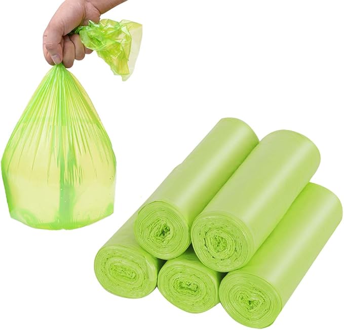 Trash Bags Biodegradable,4-6 Gallon Trash bags Recycling & Degradable Garbage Bags Compostable Bags Strong Rubbish Bags Wastebasket Liners Bags for Kitchen Bathroom Office Car(100 Counts,Green)