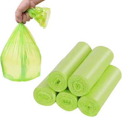 Trash Bags Biodegradable,4-6 Gallon Trash bags Recycling & Degradable Garbage Bags Compostable Bags Strong Rubbish Bags Wastebasket Liners Bags for Kitchen Bathroom Office Car(100 Counts,Green)