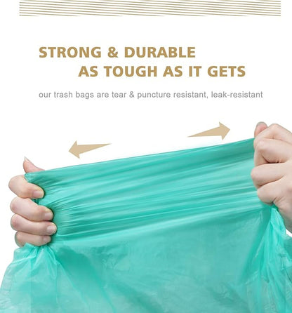 AYOTEE Small Trash Bag, 2 Gallon Trash Bag Drawstring Compostable Trash Bags, 50 Count Small Garbage Bags Bathroom Trashbags Compost Bags Waste Basket Liners for Bathroom, Office, Pet (Green)