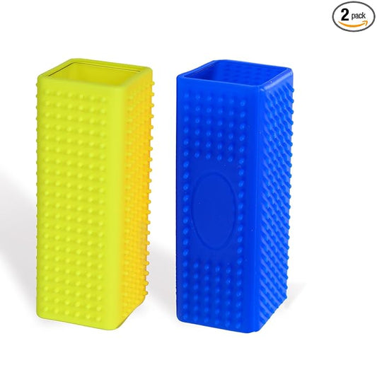 2pcs Pet Dog Cat Hair Remover, Pet Hair Removal Tool, Hollow Cleaner Brush for car，Interior, Furniture, Sofa (blue and yellow)