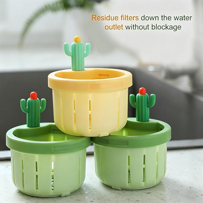 Cactus Kitchen Sink Drain Strainer, 2026 Upgrade Cactus Sink Strainer Basket, Fun Sink Accessory Innovations in Household Kitchen Supplies Bring Different Joy and Mood to The Kitchen (2pcs-Green)