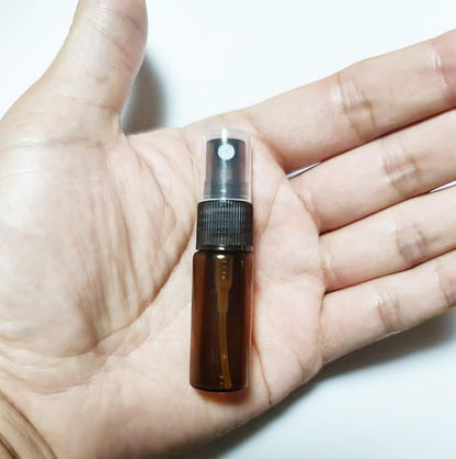 Elfenstall- 20pcs Amber 5ml 1/6oz Atomizer Vial Glass Bottle Spray Refillable Perfume Empty Fine Mist Sample Bottle Clean Cloth Free 3ML Pipette for Travel Party
