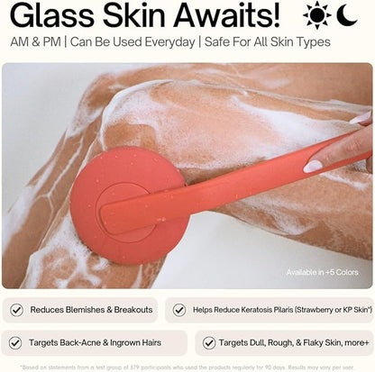 Aura Body Clean Pro⁺ - Silicone Electric Body Scrubber for Acne, Ingrown Hair & KP - IPX7 Waterproof, Rechargeable Exfoliating Shower Brush with Handle. Freeform Grip, & 7000+ Sonic Vibration - Forest
