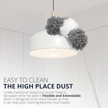 ZZ LAZYCOTTAGE Microfiber Feather Duster for High Reach, Lightweight Ceiling Fan Cleaner, 91.5" Telescopic Pole, Cobweb Duster with Extension Pole for Home & Car