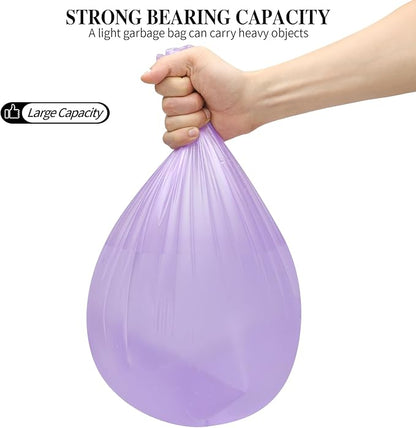 3 Rolls Small Trash Bags - 60 Counts Durable 4 Gallon Small Garbage Bags for home office kitchen Bathroom Bedroom Trash Can liners（Purple）
