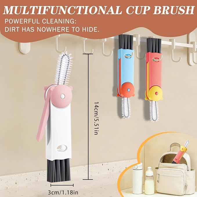 3 in 1 Cup Lid Cleaning Brush, Multifunctional Crevice Gap Cleaner for Tumbler Water Bottle Lid, Deep Clean Tool for Home Kitchen, Red Blue White（3 PCS）