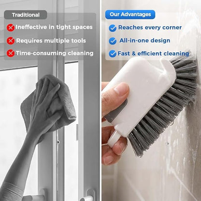3-in-1 Removable Window Slot Brush,New Window Groove Cleaning Brush, Portable Window Track Cleaner Window Groove Cleaning Brush Tools with Hidden Scraper for Home Window Groove (Orange-1PC)