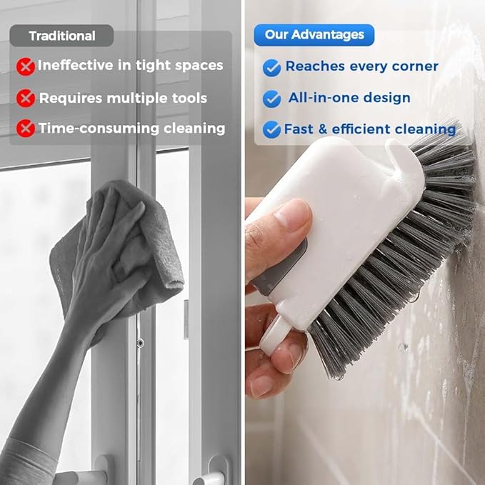 3-in-1 Removable Window Slot Brush,New Window Groove Cleaning Brush, Portable Window Track Cleaner Window Groove Cleaning Brush Tools with Hidden Scraper for Home Window Groove (Orange-3PCS)