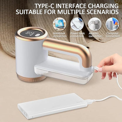 HuanQiu Sensmart Home Hair Trimmer White Model, Clothes Shaver Hair Ball Remover Rechargeable, Six-Tooth Blade with 3 Blades, Sweater Shaver Unisex Hair Remover for Home Clothes, Sofa, Bed Sheets