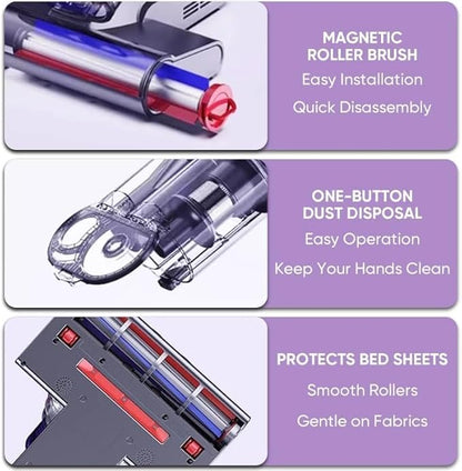 Mattress Vacuum Cleaner with 14kpa Suction, Hepa Filtration & Hot Air, High-Frequency Tapping & Smart Dust Sensor for Effective Bed & Couch Cleaning