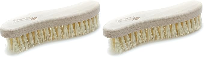 Konex Heavy Duty Scrub Brush - Old-Fashioned Wooden Design, Curved for Bathtubs, Wall and Floor Tiles - S-Shaped for Grime and Mildew Removal (Pack of 2)