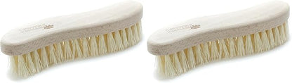 Konex Heavy Duty Scrub Brush - Old-Fashioned Wooden Design, Curved for Bathtubs, Wall and Floor Tiles - S-Shaped for Grime and Mildew Removal (Pack of 2)