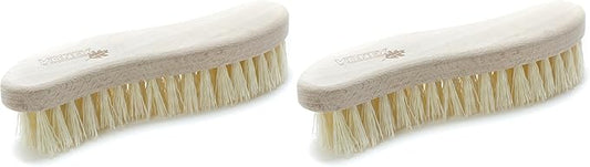 Konex Heavy Duty Scrub Brush - Old-Fashioned Wooden Design, Curved for Bathtubs, Wall and Floor Tiles - S-Shaped for Grime and Mildew Removal (Pack of 2)