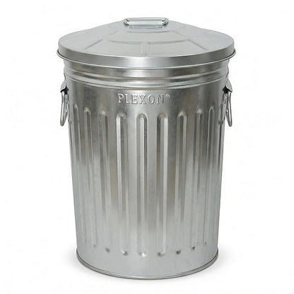 Plexon 2 Gallon Small Metal Trash Can with Lid Bathroom Garbage Can with Lid Round Galvanized Steel Waste Basket for Bedroom Office Kitchen Indoor Metal Basket