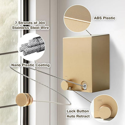 Retractable Clothesline, Retractable Clothesline Indoor, Laundry Line Retractable, Not Sagging, Suitable for Balconies, Courtyards, Laundry Rooms, RVs, Yachts, etc