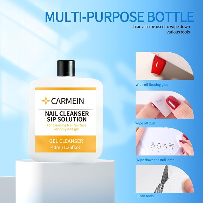 Poly Gel Slip Solution & Nail Cleaner - Professional Polyester Nail Gel Surface Cleaner for Nail Care (3pcs)40ml/1.35 fl oz