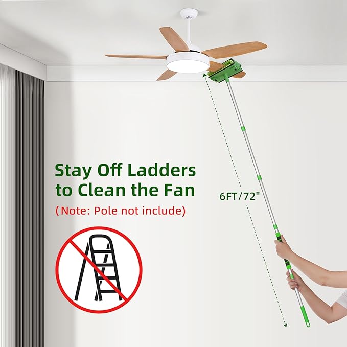Ceiling Fan Cleaner Duster Replacement Head Compatible with Unger Telescopic Extension Pole Fan Blade Cleaning Tool Reusable Pads for Cleaning Ceiling Fan, Baseboard, Blind, Molding, Cobweb