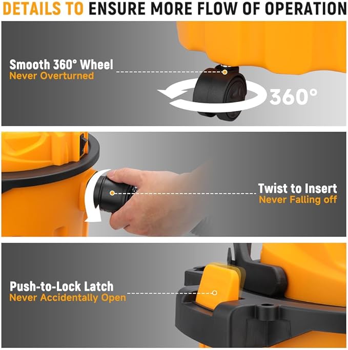 Hoteche 20V Cordless Shop Vacuum Portable Garage & Workshop Vac with 10L Dust Cup, Blowing Function, Quiet Operation