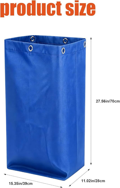 Replacement Janitorial Cleaning Cart Bag: Commercial Products 23 Gallon Industrial Janitorial Vinyl Cart Bag with 6 Brass Grommets - Size 16 x 11 x 27inches (Blue)