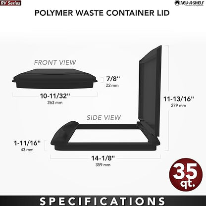 Rev-A-Shelf 35 Qt Under Sink Garbage Can Lid, Kitchen and Bathroom Cabinet, Replacement Plastic Trash Bin Lid Only, Gray, RV-35-LID-13-1-40, 2 Pack