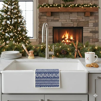 Christmas Holiday Ski Collection Swedish Dishcloth, Reusable Paper Towel, Super Absorbent Cellulose Sponge, Washable Kitchen Cleaning Cloth (Ski Sweater - 1 Pack)