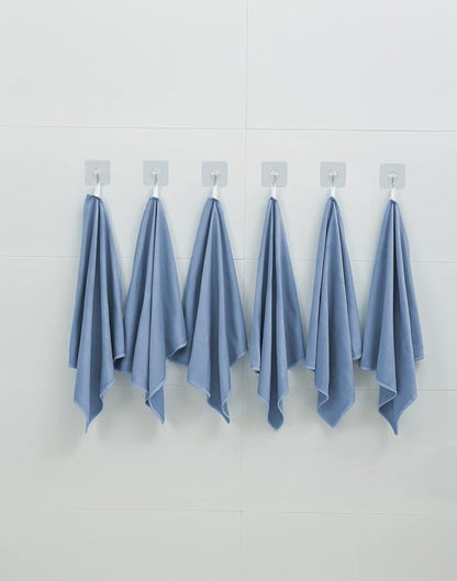 Puomue 6 Pack Microfiber Glass Cleaning Cloth, 16 Inch X 16 Inch, Lint Free Quickly Clean Window, Glasses, Windshields, Mirrors, and Stainless Steel, Dark Blue