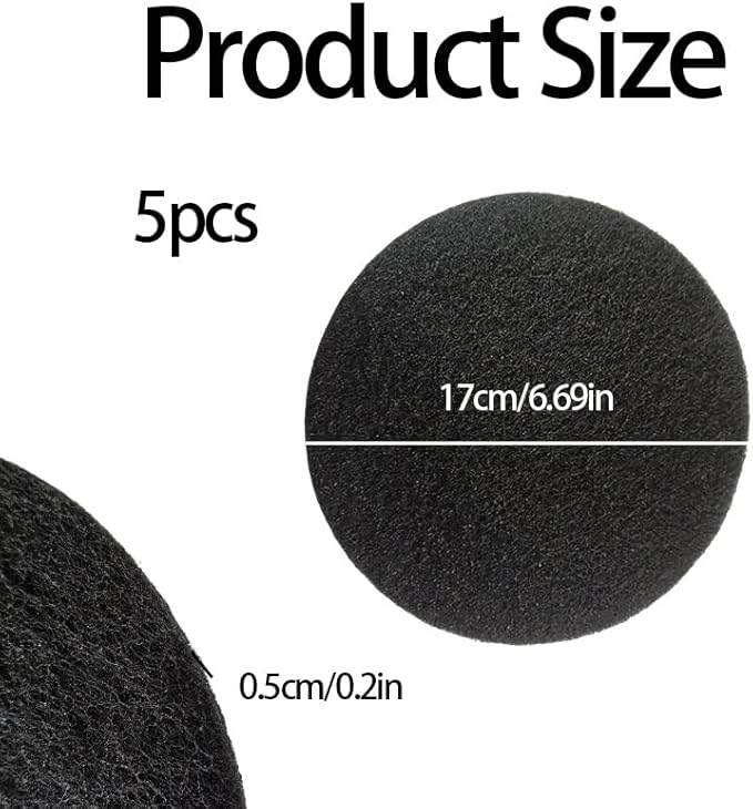 5 Pack 6.7 Inch Round Charcoal Filters for Compost Bucket, Activated Carbon Replacement Filters for Kitchen Countertop Compost Bins