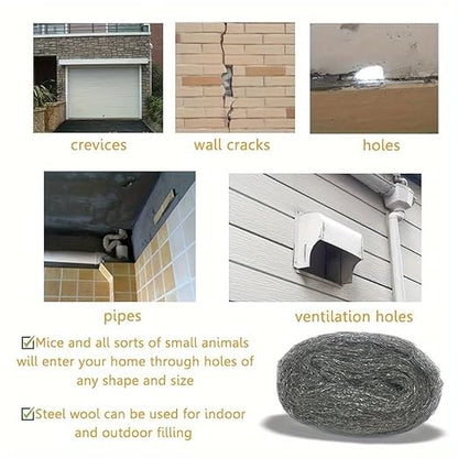 Steel Wool for Mice Control, 6 Pack Steel Wool Cloth Rodent Barrier, 78FT Total Fine Steel Wools 0000, Easy Cut & Shape Crack Filler for Mice & Rodent Blocking