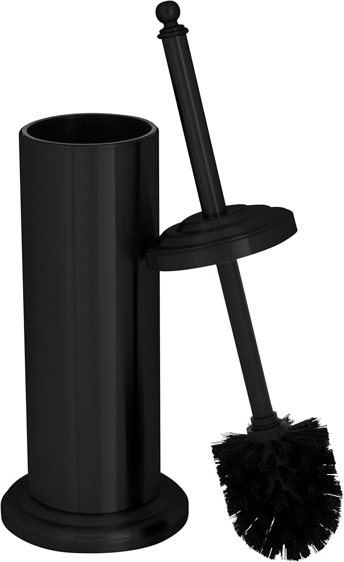 Bath Bliss Trash Can, Toilet Brush and Plunger 3 Piece Bathroom Set in Matte Black