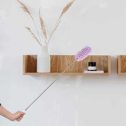 Extendable Dusting Wand with Extendable Pole and Bendable Head, 27-76cm/10.6-30'' Washable Furniture Duster Retractable Duster with Handle for Cleaning