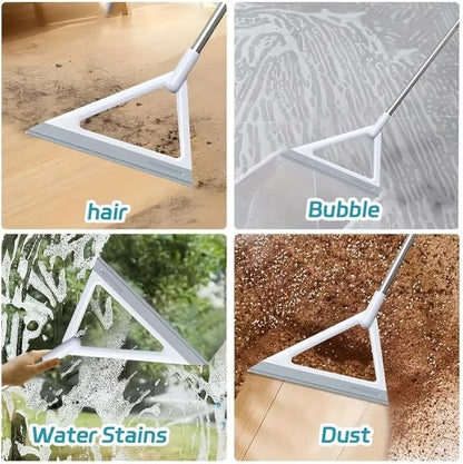 Rubber Broom for Pet Hair - Silicone Squeegee Floor Broom with Removable Head, Multi-Surface Sweeper for Hardwood Tile Bathroom Kitchen