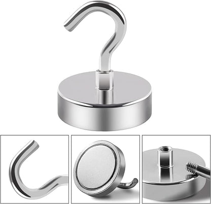 DIYMAG Magnetic Hooks, 170 LB Heavy Duty Strong Magnet with Hook, Rare Earth Neodymium Magnets for Hanging, Magnetics Hanger for Curtain, Home, Kitchen, Workplace,Silver 20 Packs