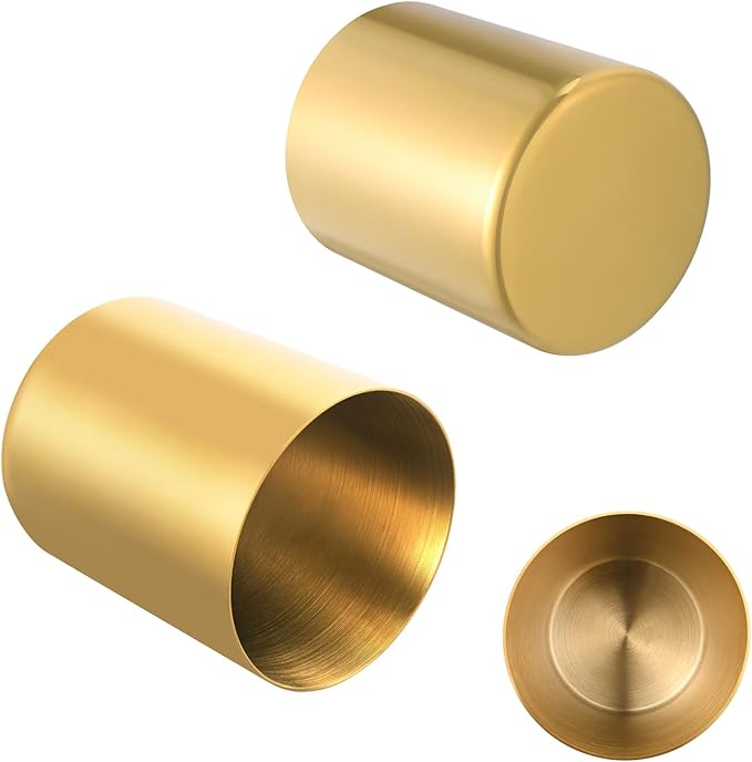 2 Packs Gold Round Stainless Steel Pen Holder,Pencil Cup Desktop Stationery Organizer,Vacuum Plating Makeup Brush Holder