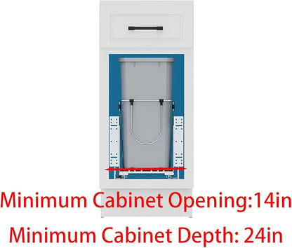 Pulloutor Pull Out Cabinet Organizer, 35 Qt Single Trash Can Pull Out Cabinet Trash Can, Soft Close Under Sink Cabinet Organizer, Insert Mount for Kitchen Cabinet Storage