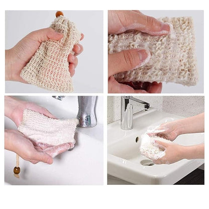 PHOGARY Sisal Soap Saver Bag (5-Pack) Ideal for Exfoliating & Save Soaps, Natural Fiber Soap Bags for Foaming and Drying The Soap, Organic Soap Bag With Pouch Holder for Shower Bath