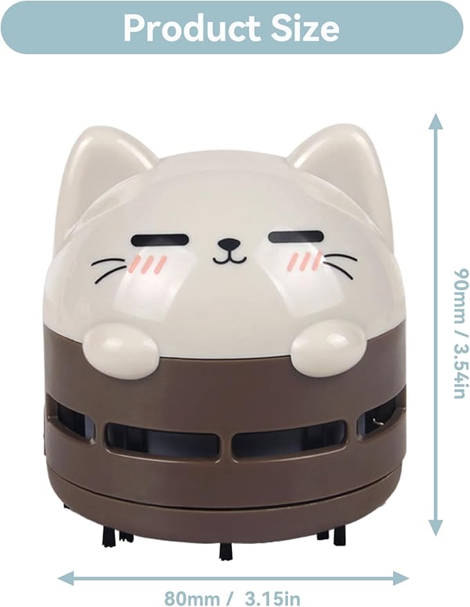 HERCHR Mini Crumb Vacuum Cleaner, Cute Desktop Vacuum Cleaner Desk Dust Cleaner Crumb Sweeper Mini Desk for Home, Office, Cars (Brown)