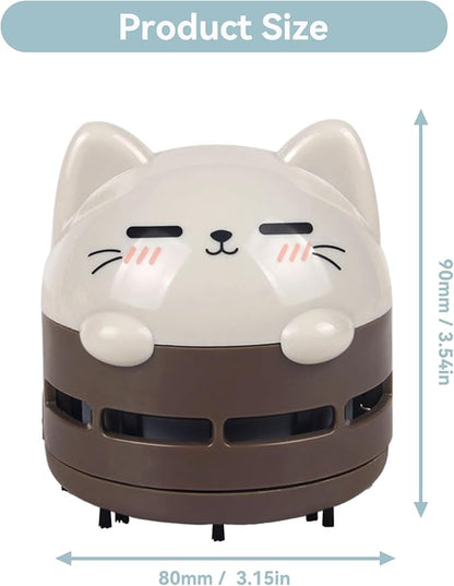 HERCHR Mini Crumb Vacuum Cleaner, Cute Desktop Vacuum Cleaner Desk Dust Cleaner Crumb Sweeper Mini Desk for Home, Office, Cars (Brown)