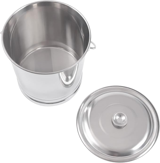 14L/3.7 Gallon Compost Bin Metal Compost Bucket, Stainless Steel Bucket Milk Pail with Lid, Food Scrap Slop Buckets Metal Pail with Lid for Home Kitchen Food Waste & Garden Supplies