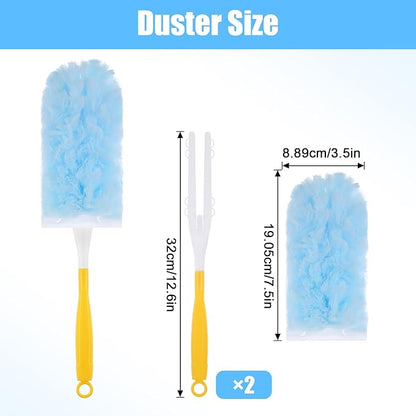 40 Count Duster Refills Compatible with Swiffer Handle Most Duster Handle, 360° Heavy Duty Duster Refills Disposable Microfiber Dusters with 2 Hands for Dusting Cleaning (Blue)