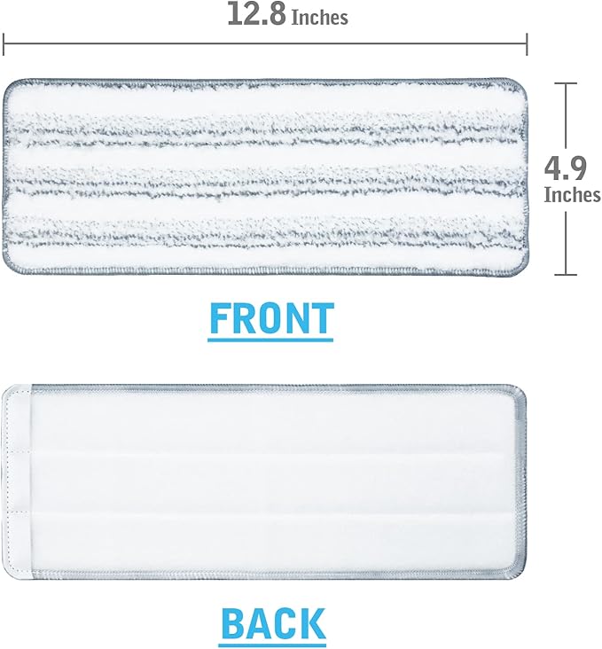 BOSHENG Flat Mop Pads, Mop Replacement Pads, Stronger Absorbent Microfiber Mop Pads, Machine Washable Pads, Refill 3 Packs