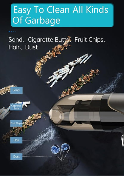 Handheld Car Vacuum Small Portable Cordless High Power, 3 in 1 Dust Buster/Air Blower/Inflator Mini Vacuum Cleaner, HEPA Filter Type-C Charge, 7 Tools for Pet Hair/Keyboard/Snow Debris/Sofa/Car