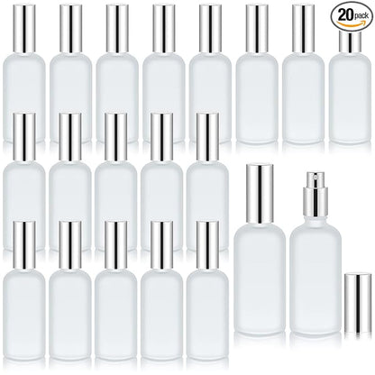 Tessco for you 20 Pcs Glass Spray Bottles Empty Perfume Atomizer Refillable Clear Decorative Empty Bottles with Fine Mist Sprayer Pump for Face Body Travel (Silver,3.4 oz)