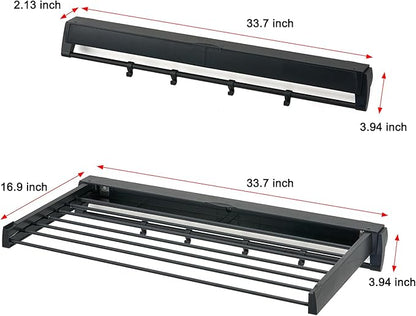Wall Mounted Drying Rack, Aluminum Collapsible, 88 lbs Capacity, Foldable Laundry Rack for Drying Clothes (Black)