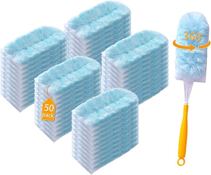50 Count Duster Refills for Swiffer Dusters with 2 Handle, 360° Heavy Duty Duster for Swiffer Duster Refill,4X Microfibers Disposable Duster Refills Kit for Cleaning Home, Office, Corners, Blinds